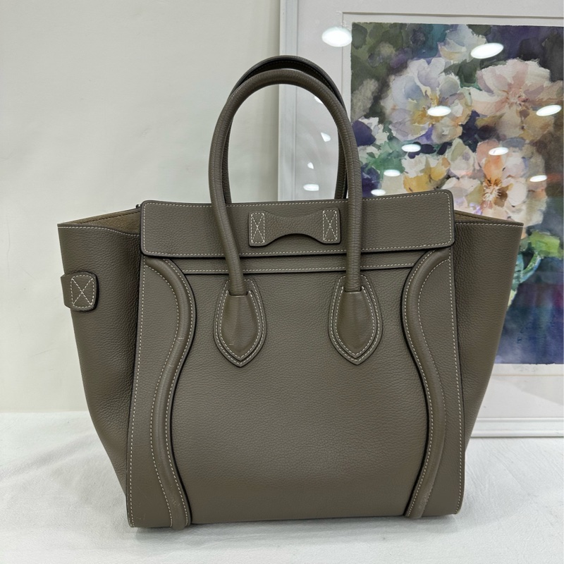 CELINE/賽琳大象灰 Luggage中型手提笑臉包 size：27*25*14-1
