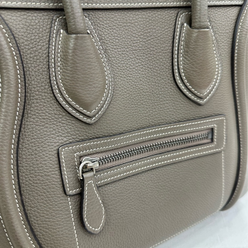 CELINE/賽琳大象灰 Luggage中型手提笑臉包 size：27*25*14-5