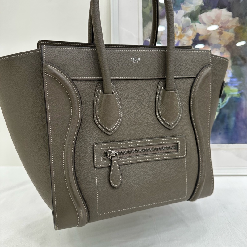 CELINE/賽琳大象灰 Luggage中型手提笑臉包 size：27*25*14-6