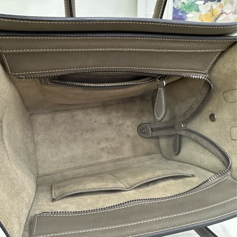 CELINE/賽琳大象灰 Luggage中型手提笑臉包 size：27*25*14-7