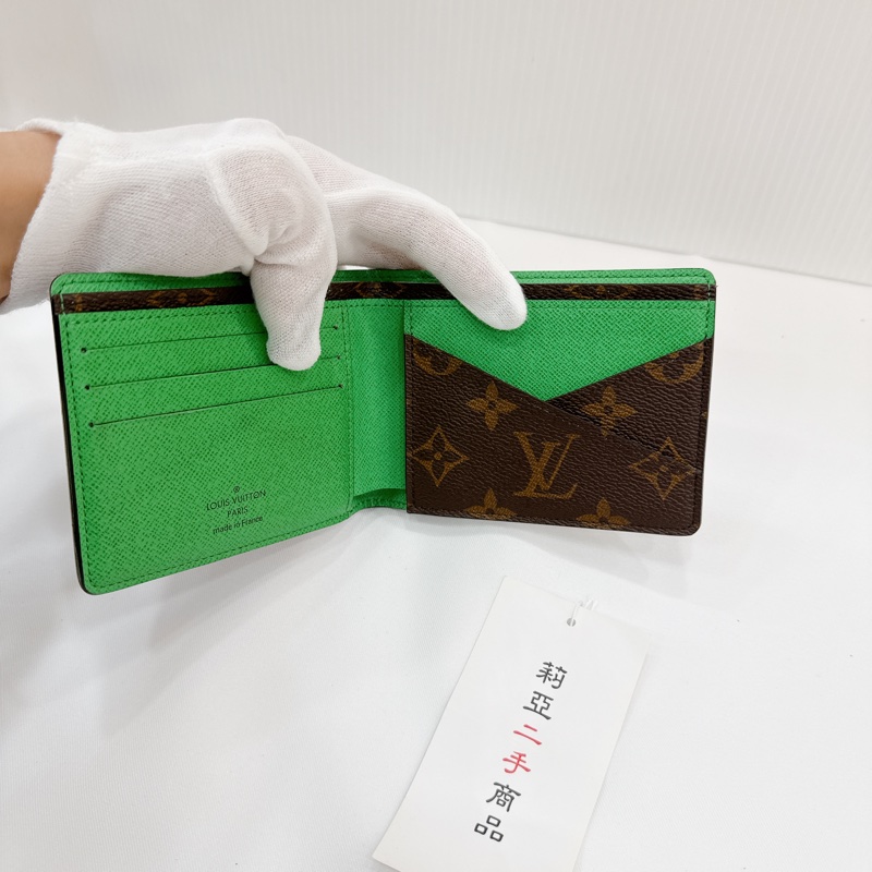 莉亞精品♡ LV M81537 綠 老花短夾 二手-11