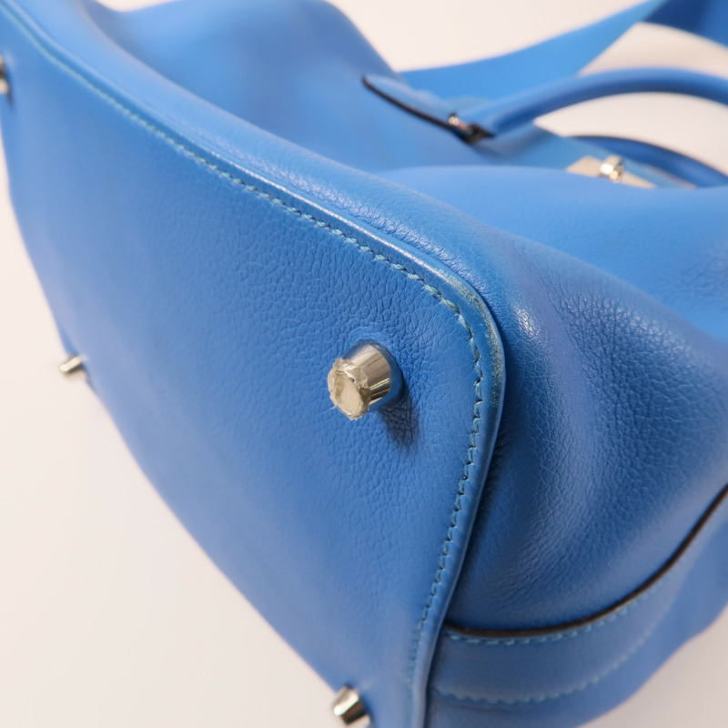 HERMES Evercolor皮革Toolbox 20銀扣手挽肩背兩用袋Bleu Hydra-5