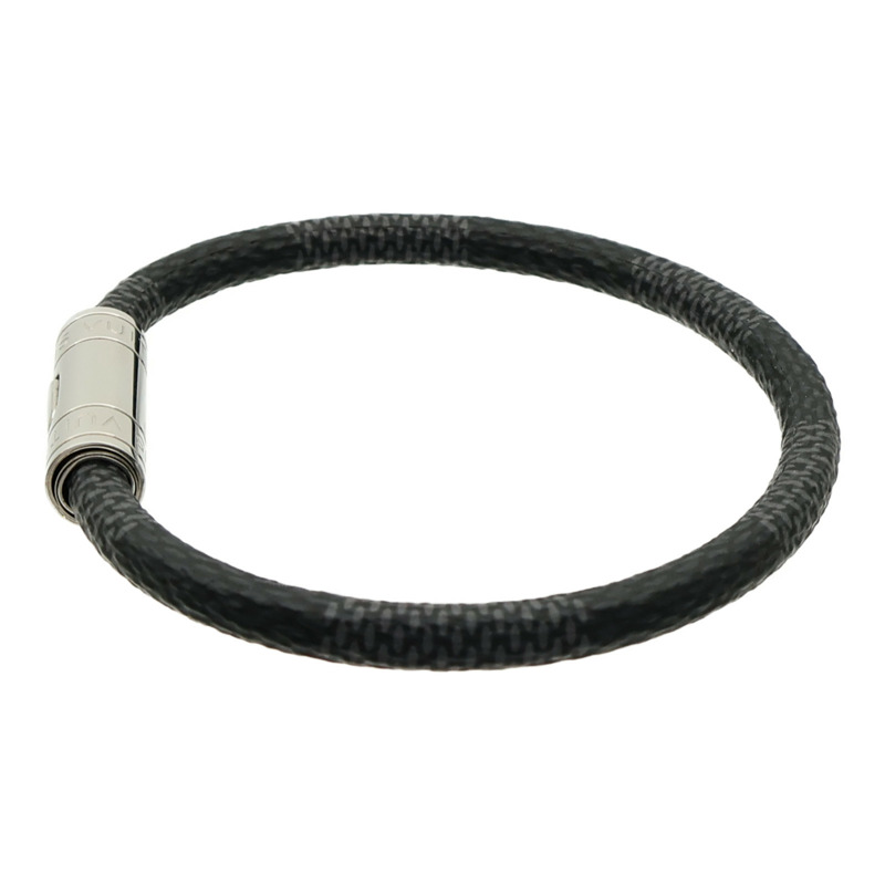 LOUIS VUITTON Damier Graphite Keep lt Bracelet銀扣手鏈-3