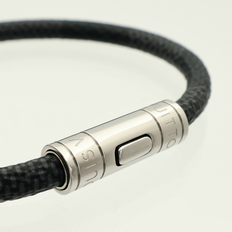 LOUIS VUITTON Damier Graphite Keep lt Bracelet銀扣手鏈-5