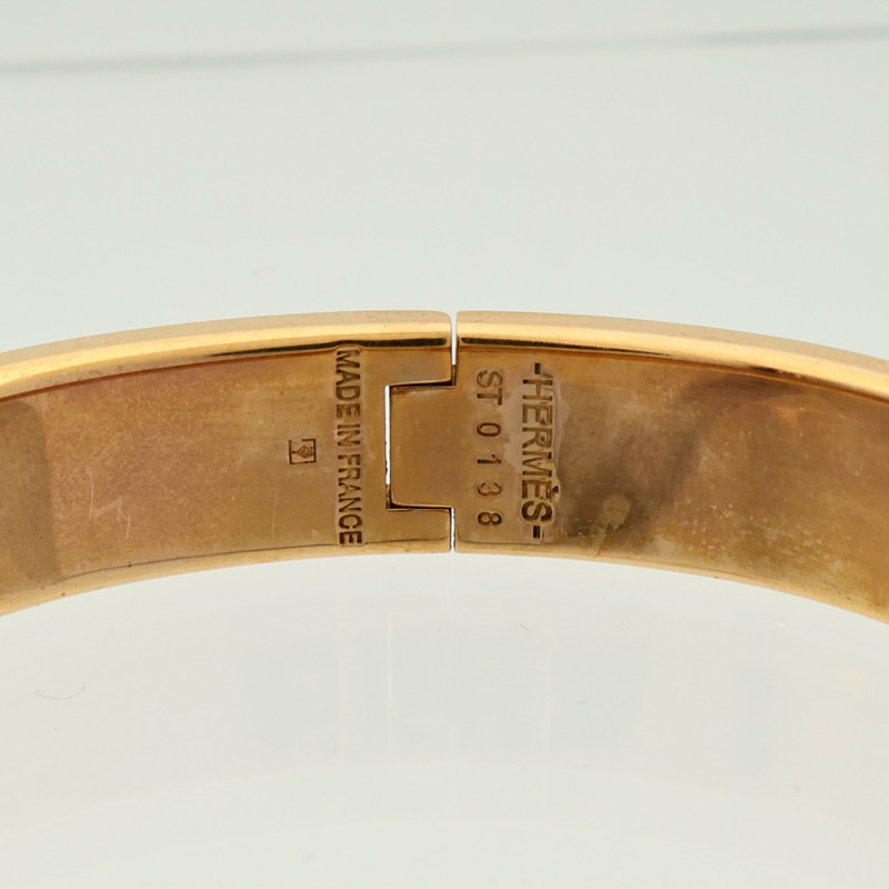 HERMES 金屬/琺瑯Clic H金扣手鐲-4