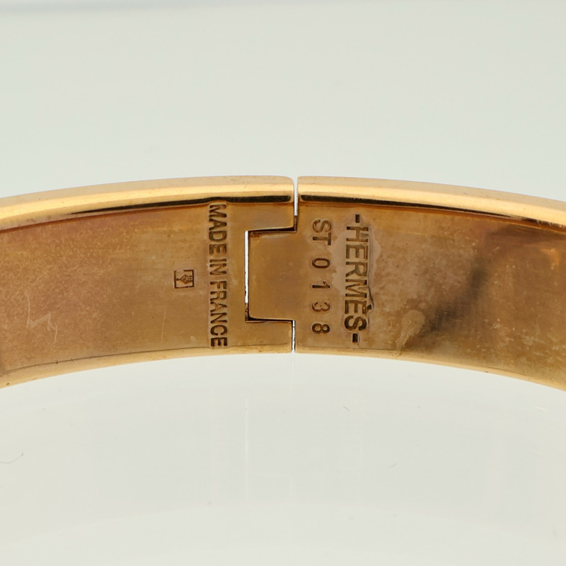 HERMES 金屬/琺瑯Clic H金扣手鐲-5
