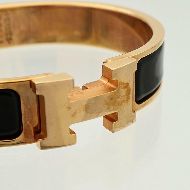 HERMES 金屬/琺瑯Clic H金扣手鐲-6