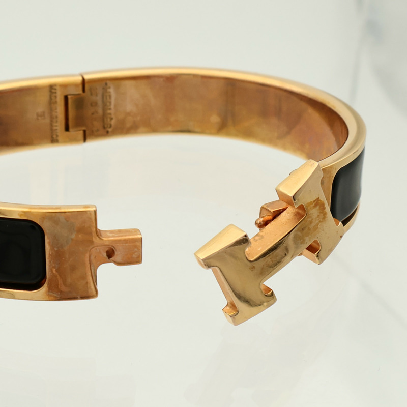 HERMES 金屬/琺瑯Clic H金扣手鐲-7