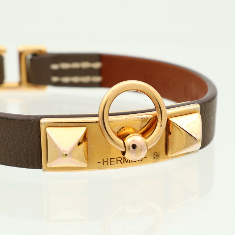 HERMES Swift皮革Rivale Mini金扣手鏈-6