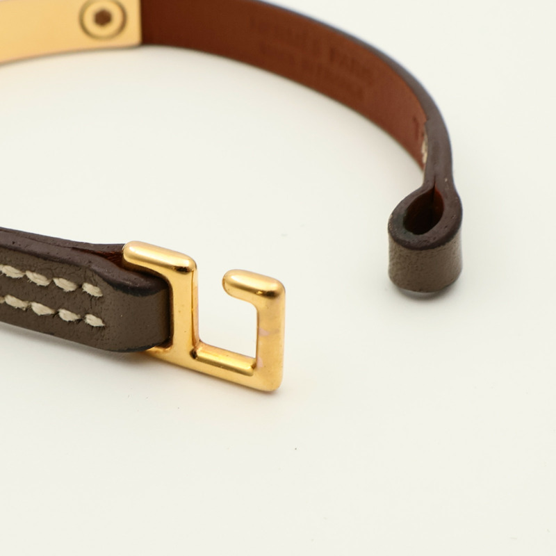 HERMES Swift皮革Rivale Mini金扣手鏈-10