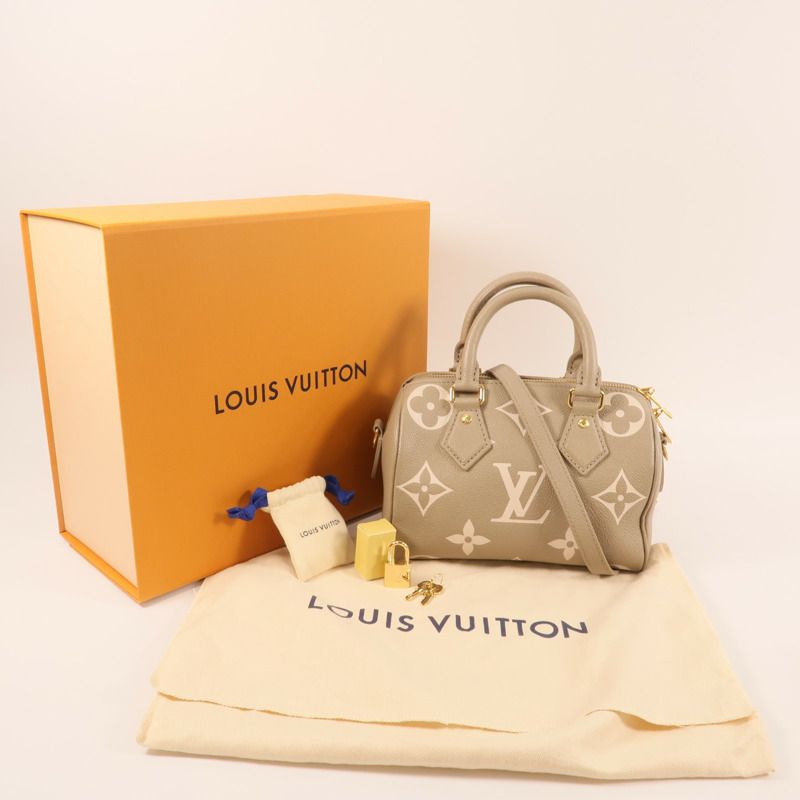 LOUIS VUITTON Monogram Empreinte Speedy Bandouliere 20金扣手挽肩背兩用袋-5