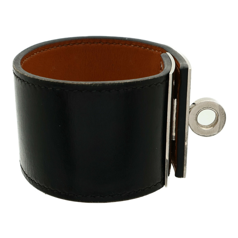 HERMES Box Calf皮革/金屬Kelly Dog手鐲Noir-1