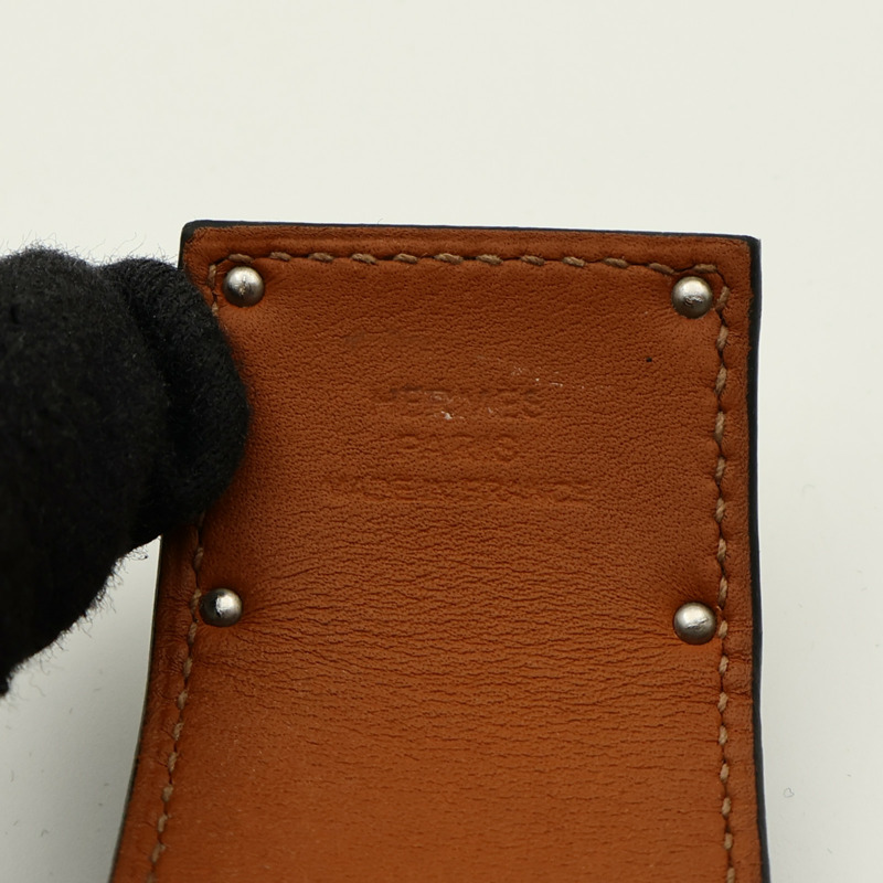 HERMES Box Calf皮革/金屬Kelly Dog手鐲Noir-5