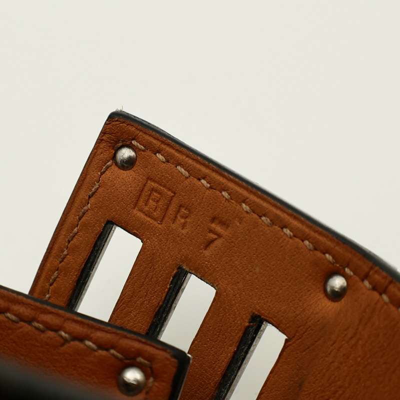 HERMES Box Calf皮革/金屬Kelly Dog手鐲Noir-6