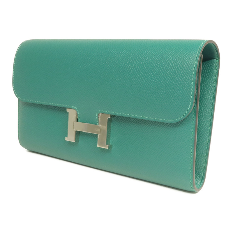 HERMES Epsom皮革Constance Wallet銀扣長錢包Malachite-2