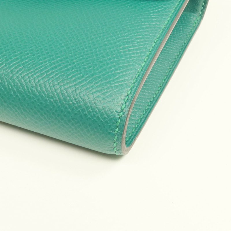 HERMES Epsom皮革Constance Wallet銀扣長錢包Malachite-6