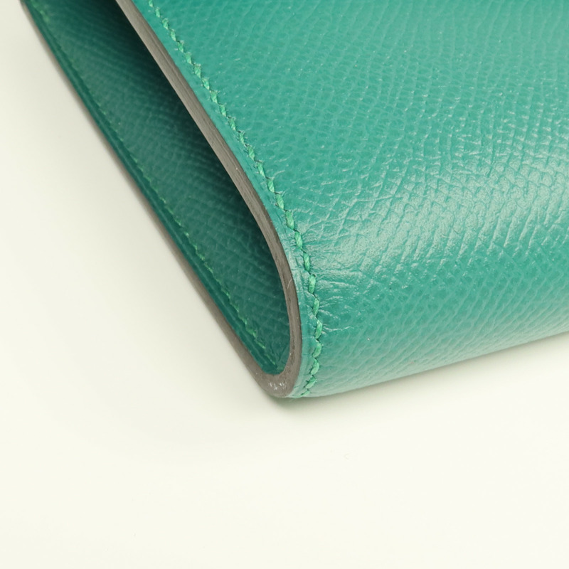 HERMES Epsom皮革Constance Wallet銀扣長錢包Malachite-7