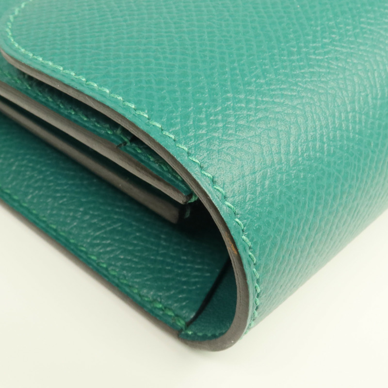 HERMES Epsom皮革Constance Wallet銀扣長錢包Malachite-8