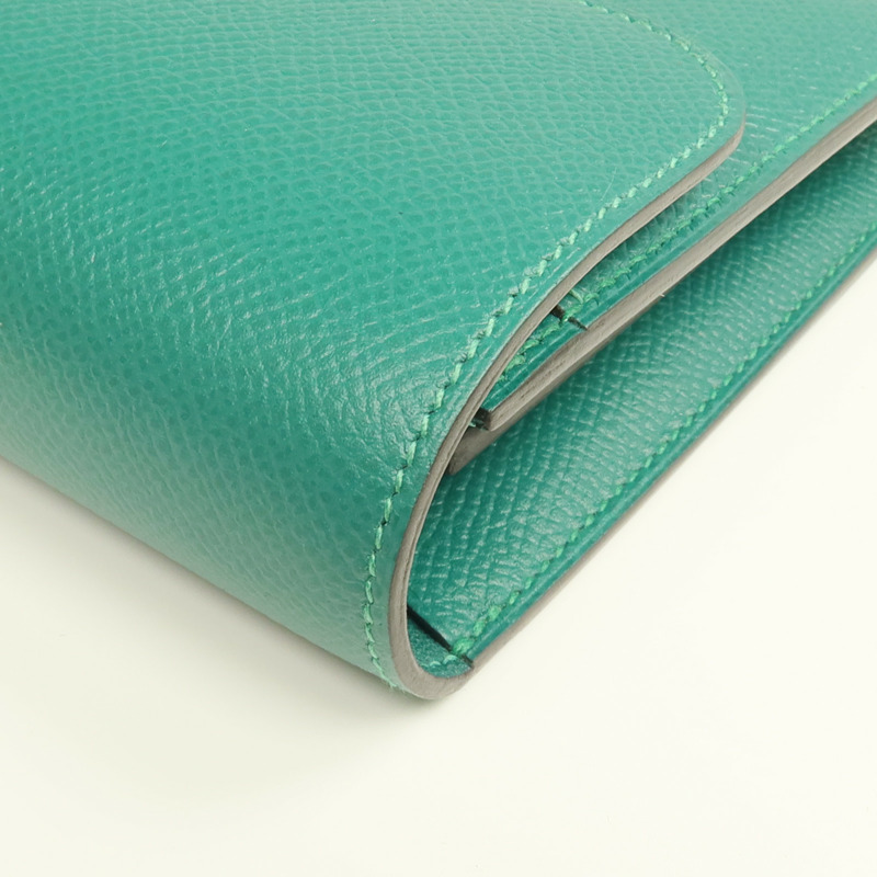 HERMES Epsom皮革Constance Wallet銀扣長錢包Malachite-9