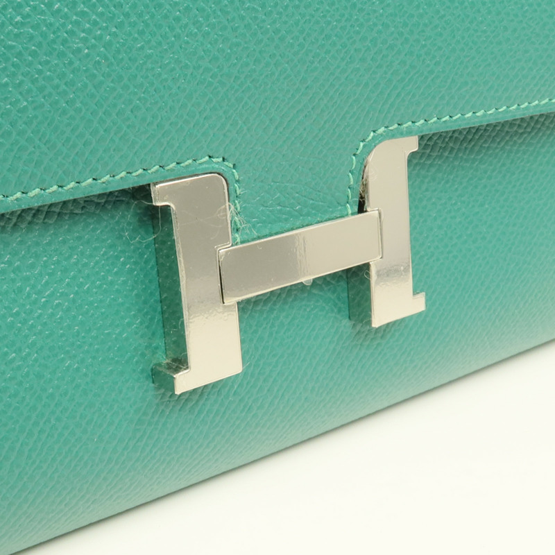 HERMES Epsom皮革Constance Wallet銀扣長錢包Malachite-10