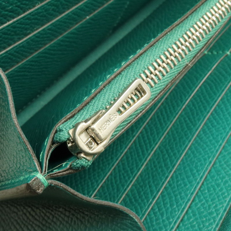 HERMES Epsom皮革Constance Wallet銀扣長錢包Malachite-13