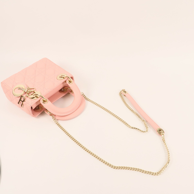 Dior 羊皮皮革Mini Lady Dior金扣鏈帶手挽肩背兩用袋-4