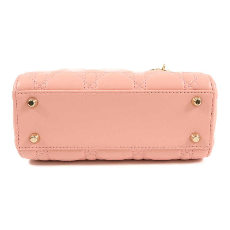 Dior 羊皮皮革Mini Lady Dior金扣鏈帶手挽肩背兩用袋-5