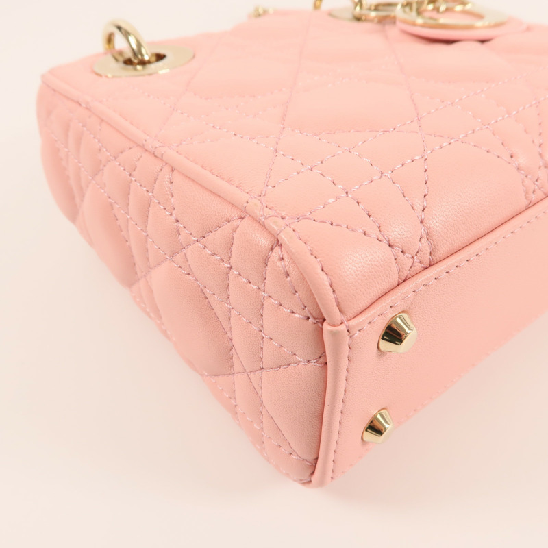 Dior 羊皮皮革Mini Lady Dior金扣鏈帶手挽肩背兩用袋-7