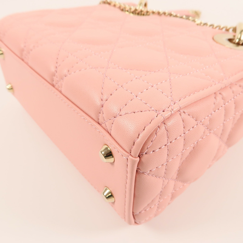 Dior 羊皮皮革Mini Lady Dior金扣鏈帶手挽肩背兩用袋-8