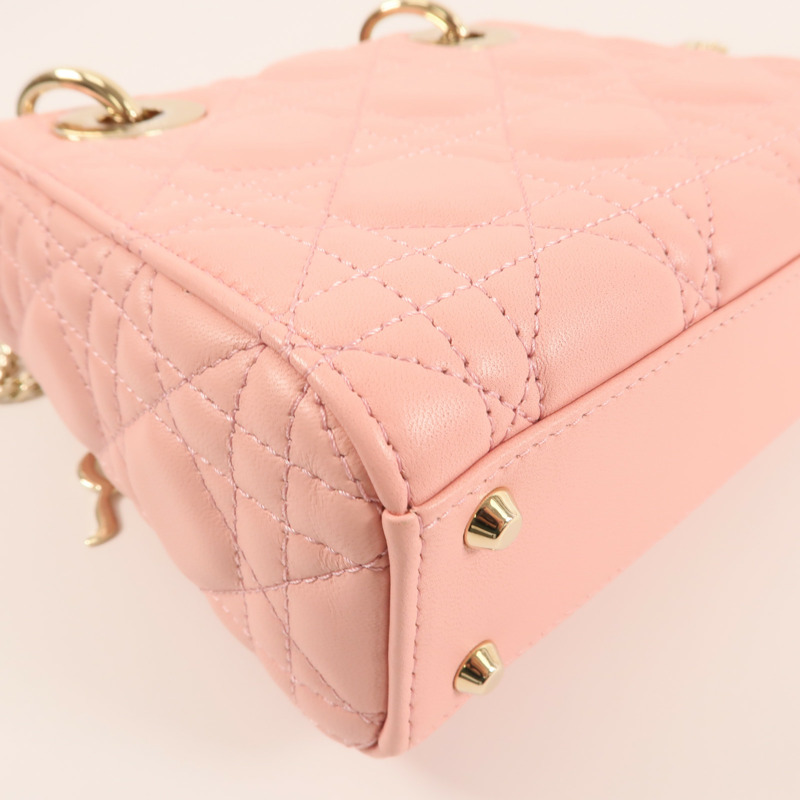 Dior 羊皮皮革Mini Lady Dior金扣鏈帶手挽肩背兩用袋-9