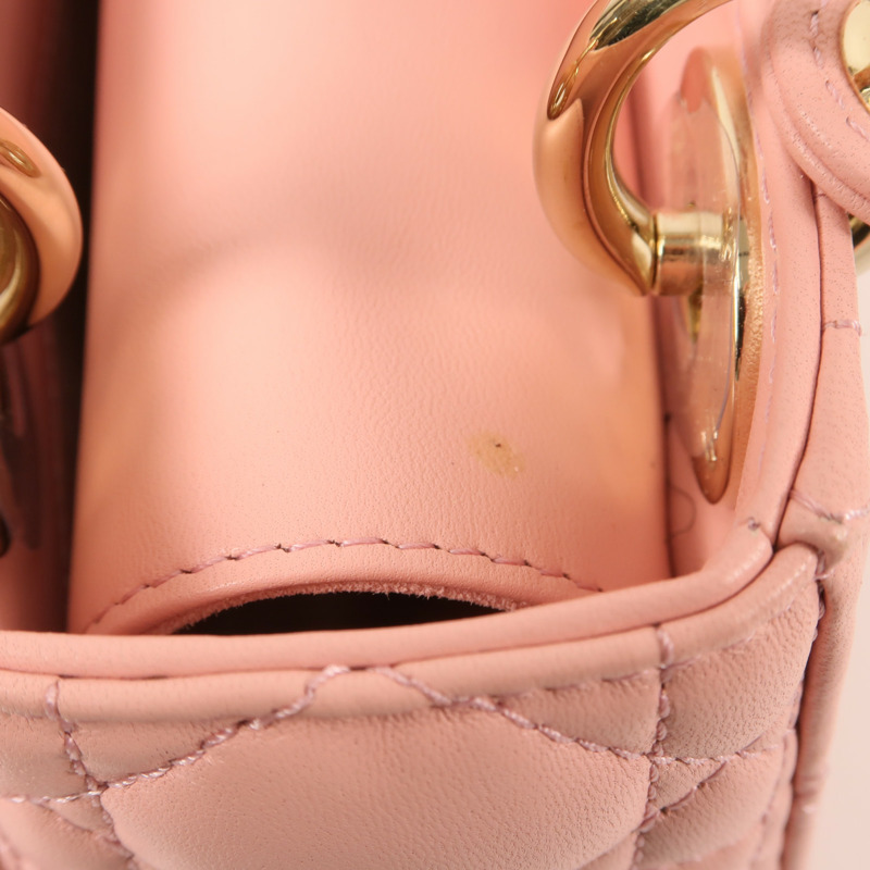 Dior 羊皮皮革Mini Lady Dior金扣鏈帶手挽肩背兩用袋-17