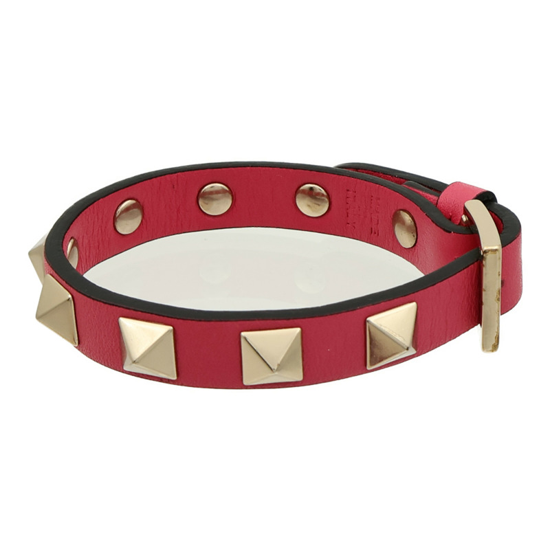 Valentino 牛皮皮革/金屬Rockstud Bracelet手鐲-1