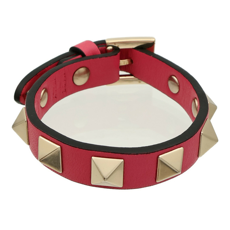 Valentino 牛皮皮革/金屬Rockstud Bracelet手鐲-2