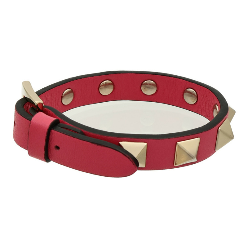 Valentino 牛皮皮革/金屬Rockstud Bracelet手鐲-3