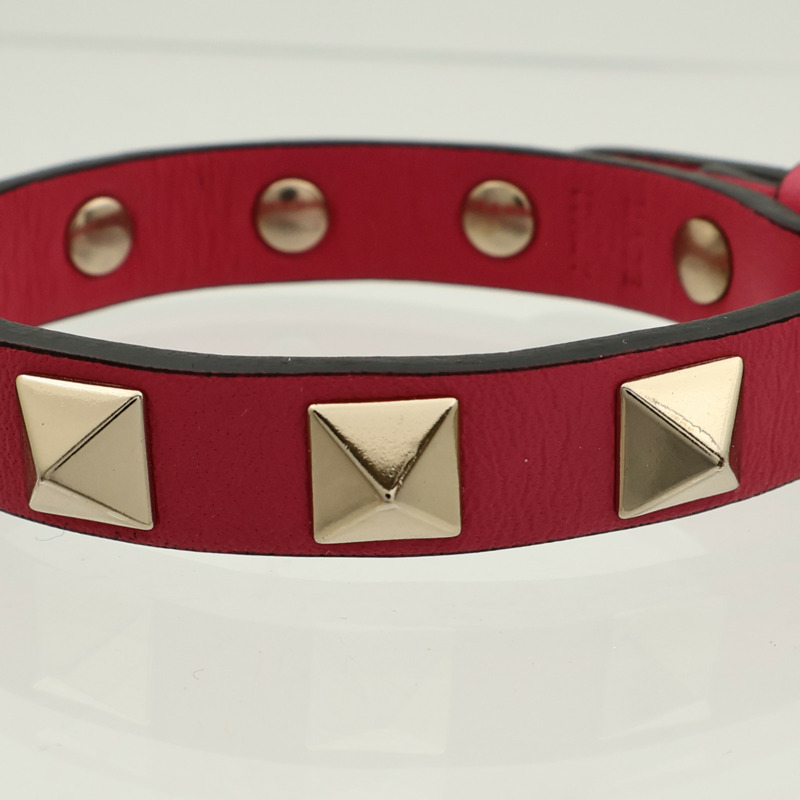 Valentino 牛皮皮革/金屬Rockstud Bracelet手鐲-6