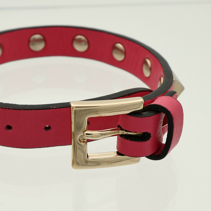 Valentino 牛皮皮革/金屬Rockstud Bracelet手鐲-8