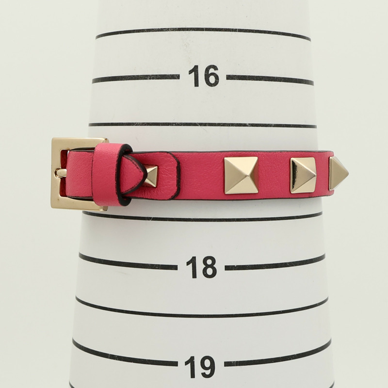 Valentino 牛皮皮革/金屬Rockstud Bracelet手鐲-10