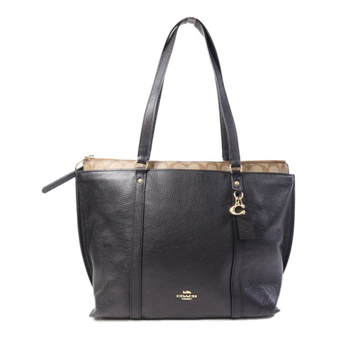 COACH 帆布/皮革Tote Bag金扣手挽袋