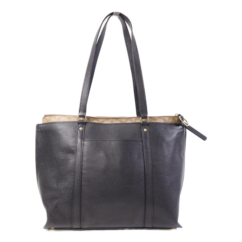 COACH 帆布/皮革Tote Bag金扣手挽袋-1