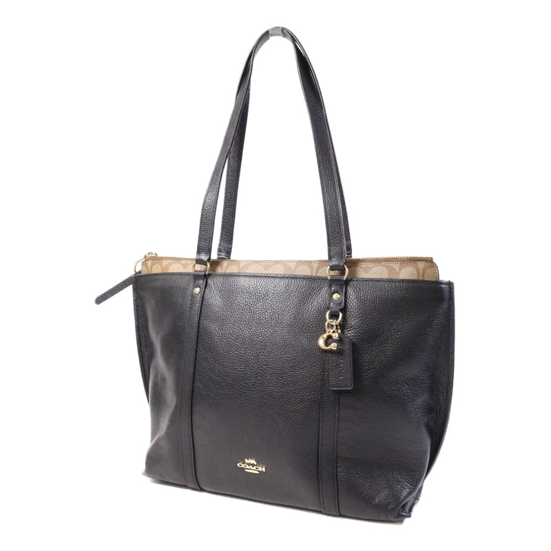COACH 帆布/皮革Tote Bag金扣手挽袋-2