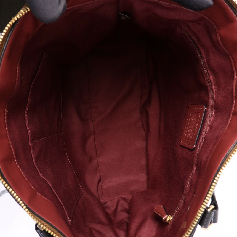 COACH 帆布/皮革Tote Bag金扣手挽袋-4