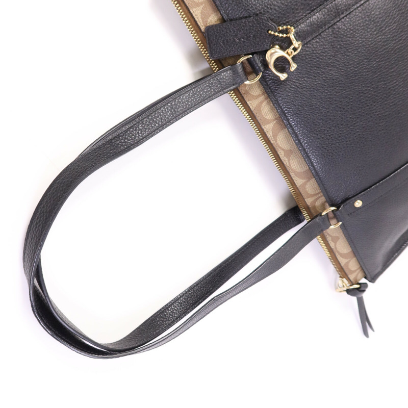 COACH 帆布/皮革Tote Bag金扣手挽袋-8