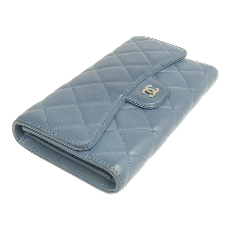 CHANEL 羊皮皮革Long Wallet銀扣長錢包-3
