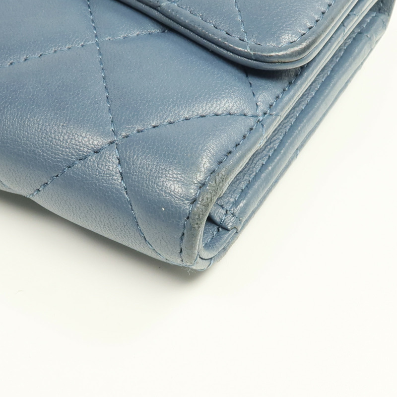 CHANEL 羊皮皮革Long Wallet銀扣長錢包-6