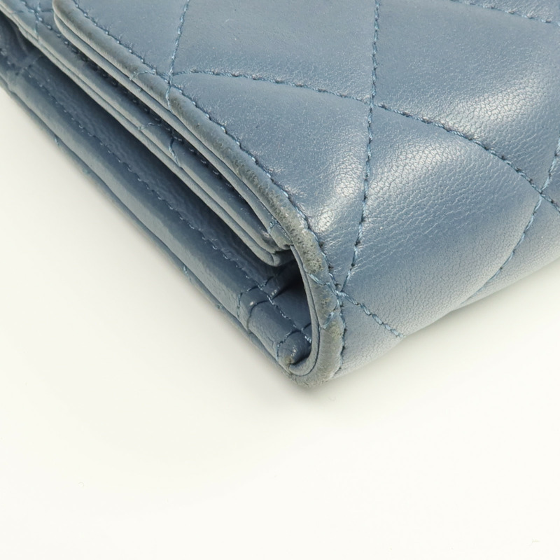 CHANEL 羊皮皮革Long Wallet銀扣長錢包-8