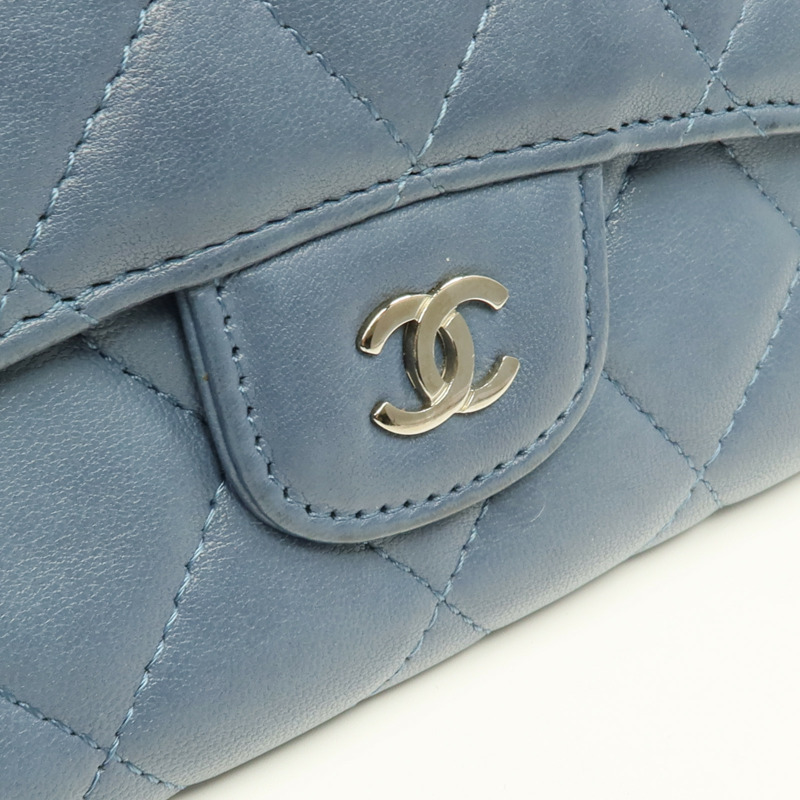 CHANEL 羊皮皮革Long Wallet銀扣長錢包-10