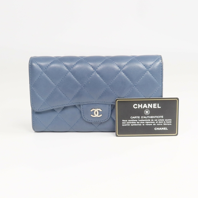 CHANEL 羊皮皮革Long Wallet銀扣長錢包-20