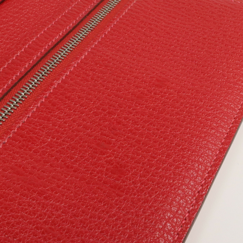 HERMES Clemence皮革Bearn Wallet銀扣長錢包Rouge Vif-15