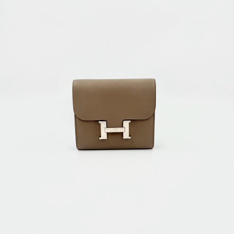 HERMES大象灰EPSOM銀釦康康短夾-0