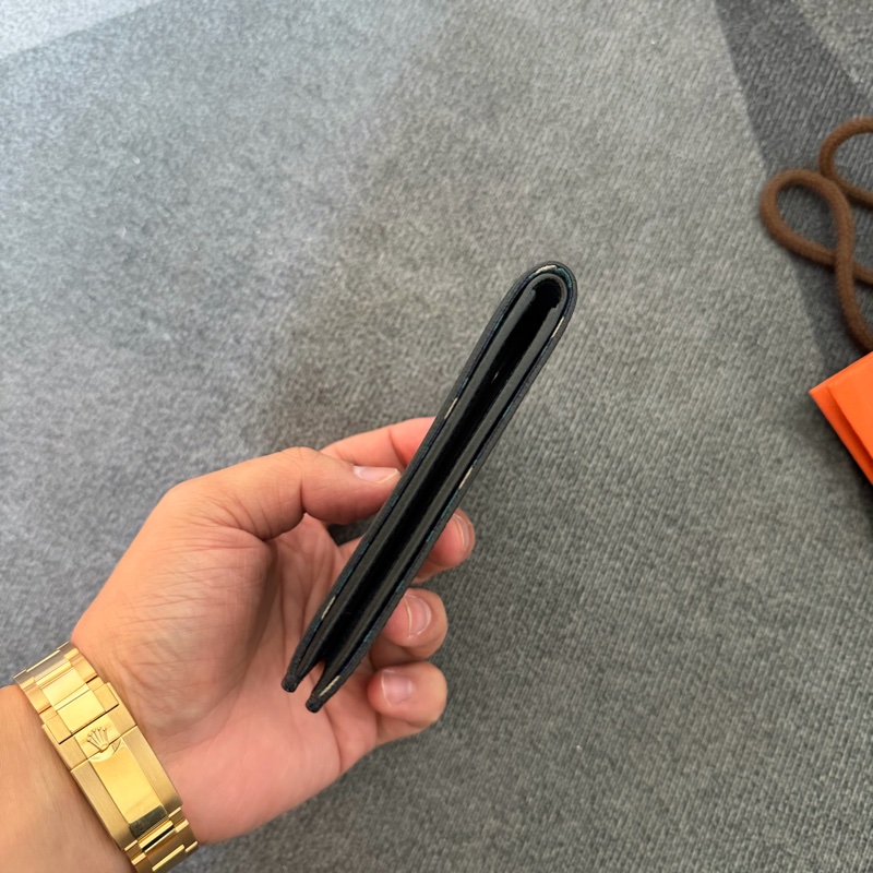 Hermès黑色牛皮絲巾短夾-4